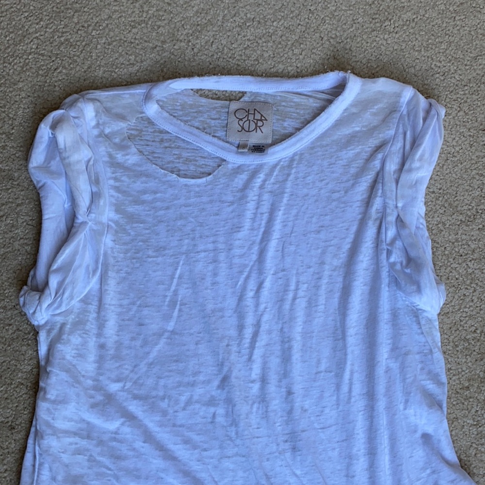 Distressed White Tee